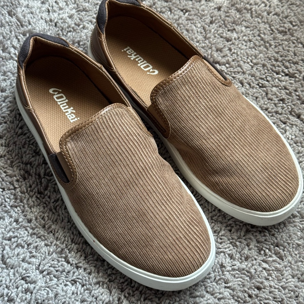 OluKai Tan Slip-On Loafers